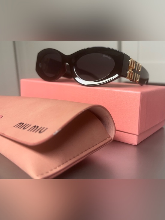 Miu Miu Accessories - Miu Miu Black Oval Sunglasses with Gold Accent